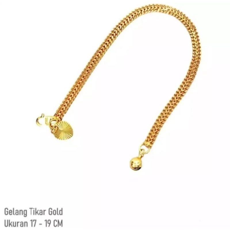 gelang tangan titanium motif tikar warna gold