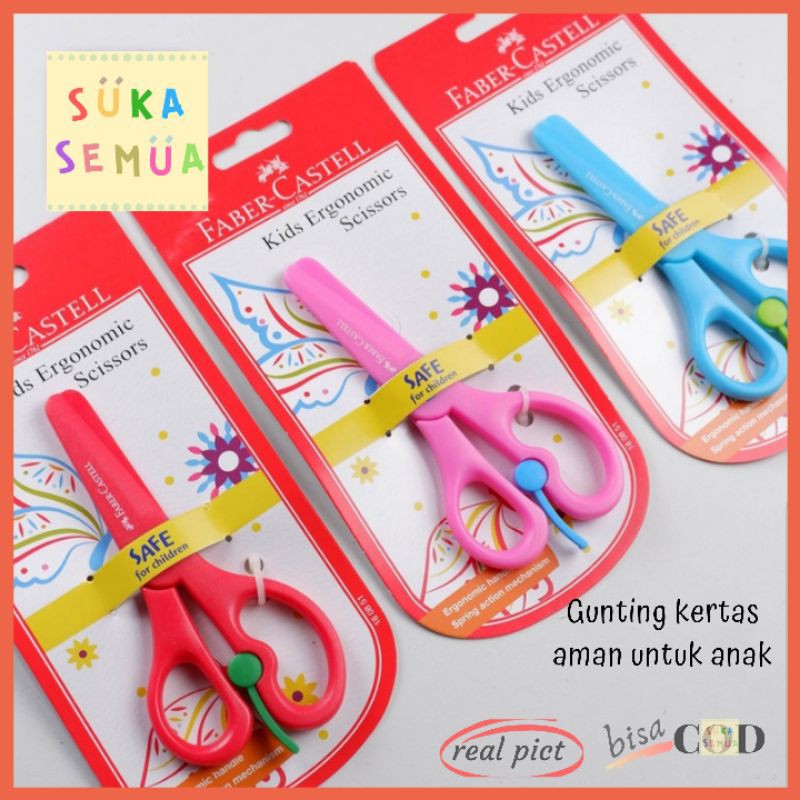

Gunting Plastik Faber Castell - aman untuk anak / Kids Ergonomic Scissors Gunting Mainan COD Bandung