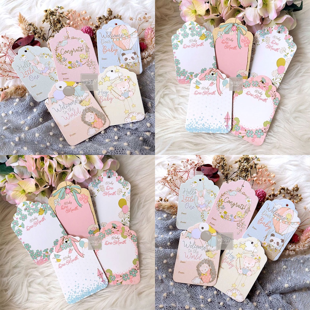 25pcs Hang Tag Newborn Congratulation Hangtag Kartu Ucapan Mini BABY