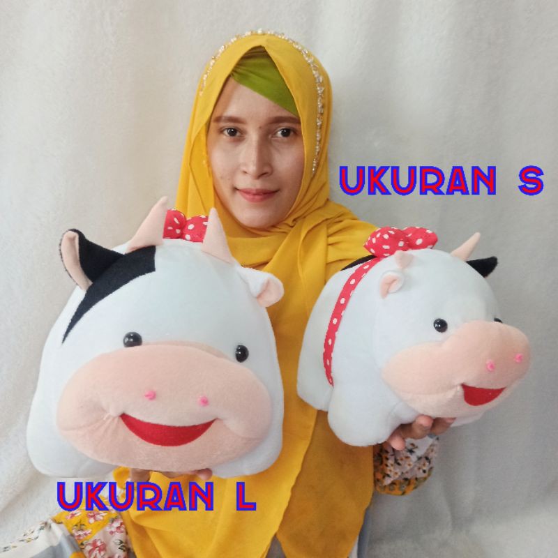 Boneka sapi melata hitam putih L murah