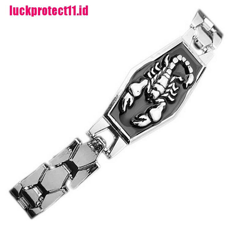 (LUCK) Gelang Tangan Rantai Stainless Steel Aksen Kalajengking Untuk Pria