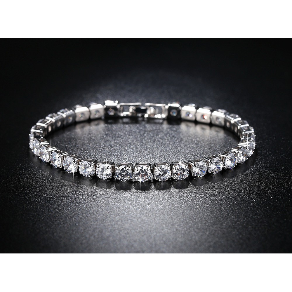 (5 WARNA) Perhiasan Gelang Silver Putih Fashion Diamond Look Cubic Zirconia AAA - BB460