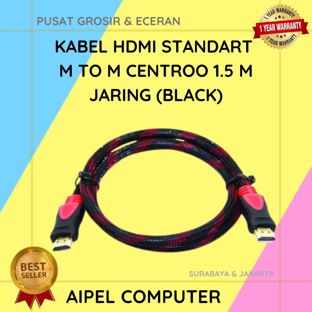 KHC1 | KABEL HDTV STANDART MALE TO MALE CENTROO 1.5 M JARING (BLACK)