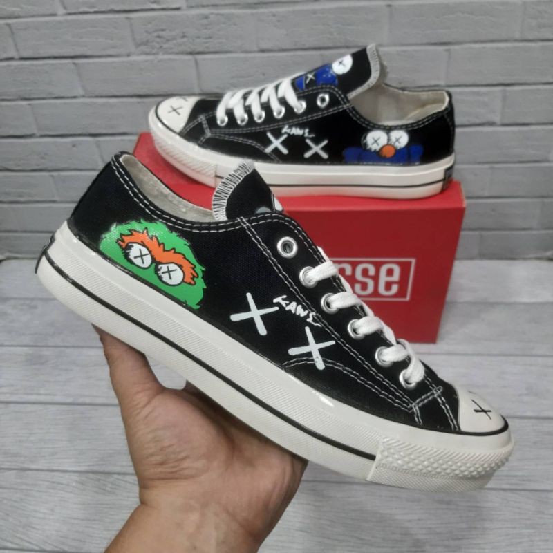 Converse 70s x kaws Fasion Pria Sepatu Casual Hitam Premium