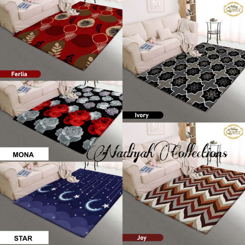 VALLERY QUINCY CARPET 150X190 karpet malaysia minimalis bunga ivory glory ferlia mona cube zelin rih