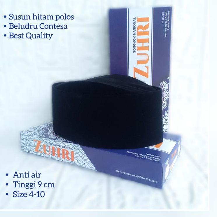 [CD.11Au22w] Peci Songkok Kopiah Susun Hitam Polos Murah Berkualitas Tinggi 9 cm