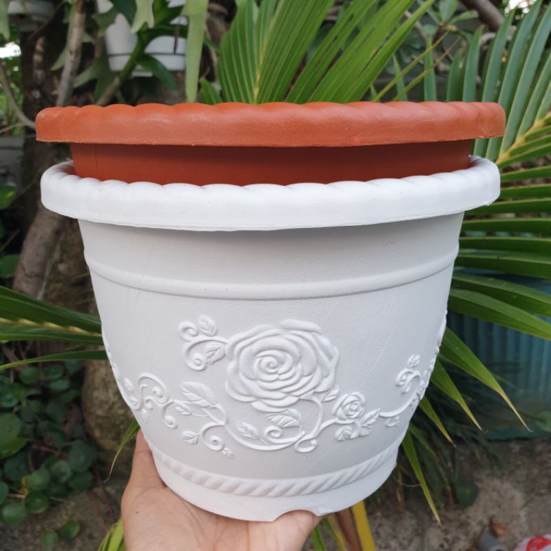 SHALLOM GLORY 20 pot bunga plastik motif bunga timbul cantik tebal