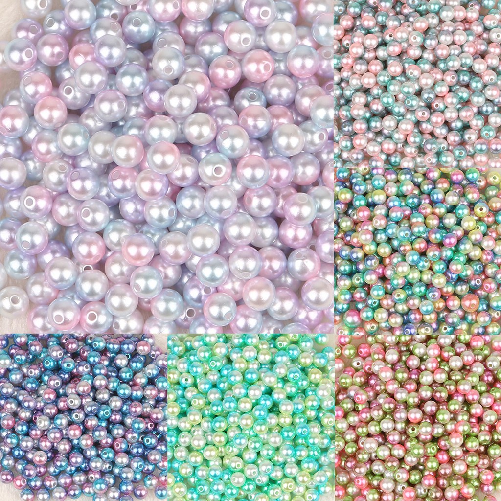 50-500 Pcs Manik-Manik Mutiara Bahan Plastik Abs Warna-Warni Ukuran 4 / 6 / 8 / 10mm Untuk Membuat Perhiasan Handmade