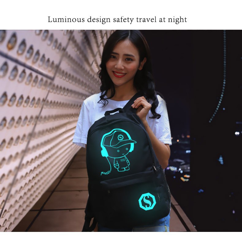 Mainland Tas Ransel Stylish Backpack Pria Pungung Tas Sekolah Luminous USB Charger TCR03-A