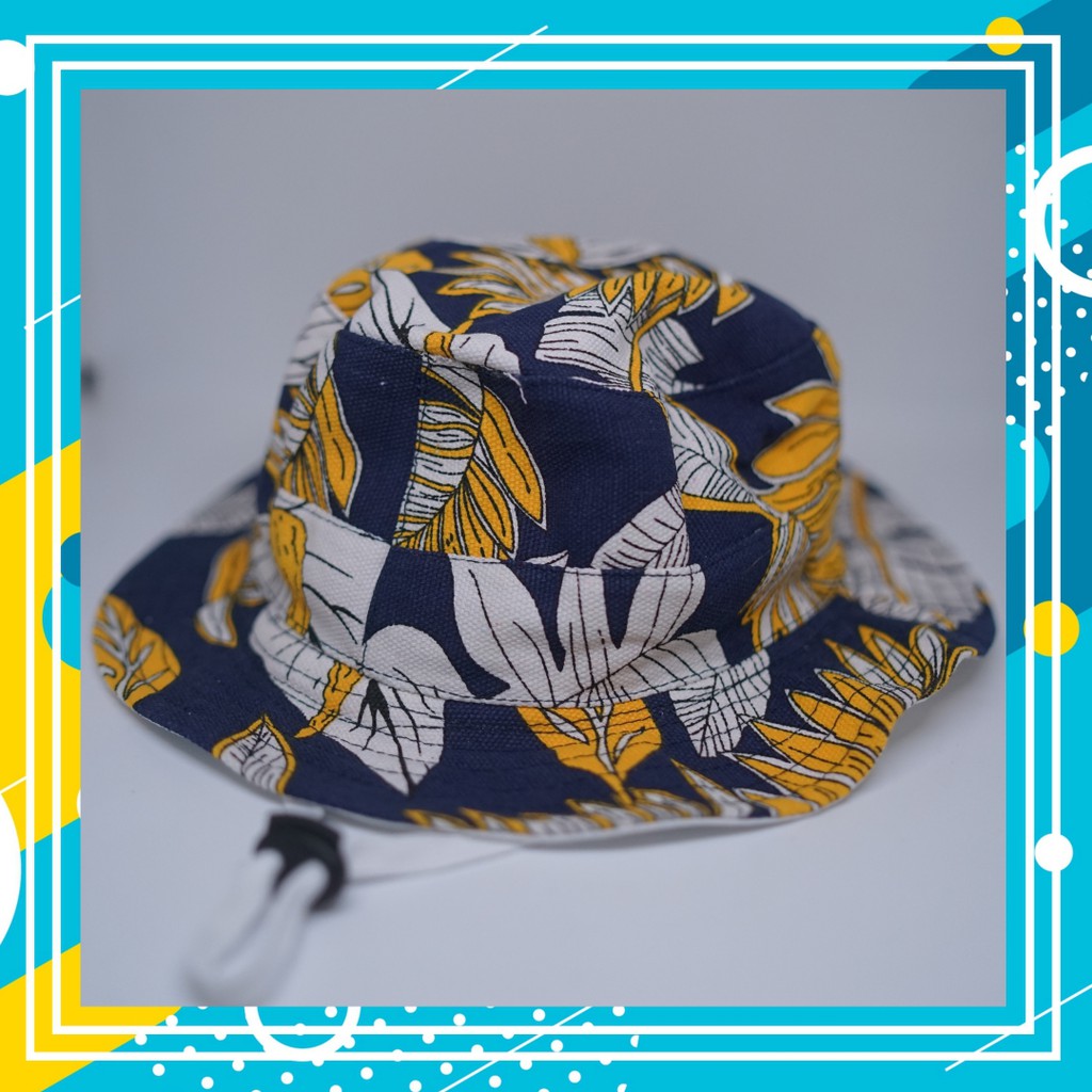 Topi Anak dan Balita / Rimba / Bucket / Motif Dedaunan / Berbagai Variasi / Dengan Tali / Kanvas-2
