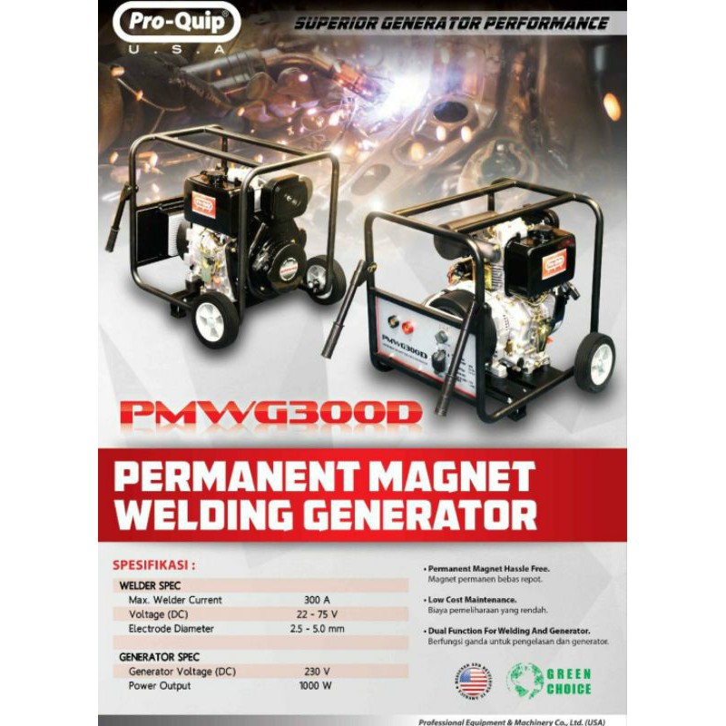 Mesin Las Genset Bensin 300A 1000 Watt PMWG3000 By Proquip