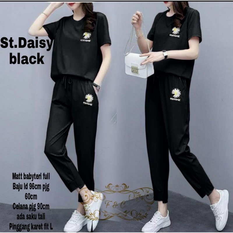 Setelan Set.Daisy SIMPLE SET WANITA / SET KAOS CELANA WANITA /set harian wanita / baju jalan jalan cewe / baju olah raga wanita Korea terbaru