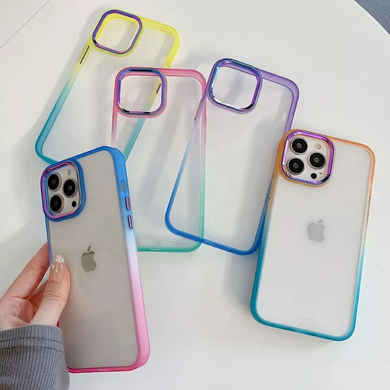 Case iPhone 13 / Pro / Max Clear Steel Hybrid Rainbow Colour