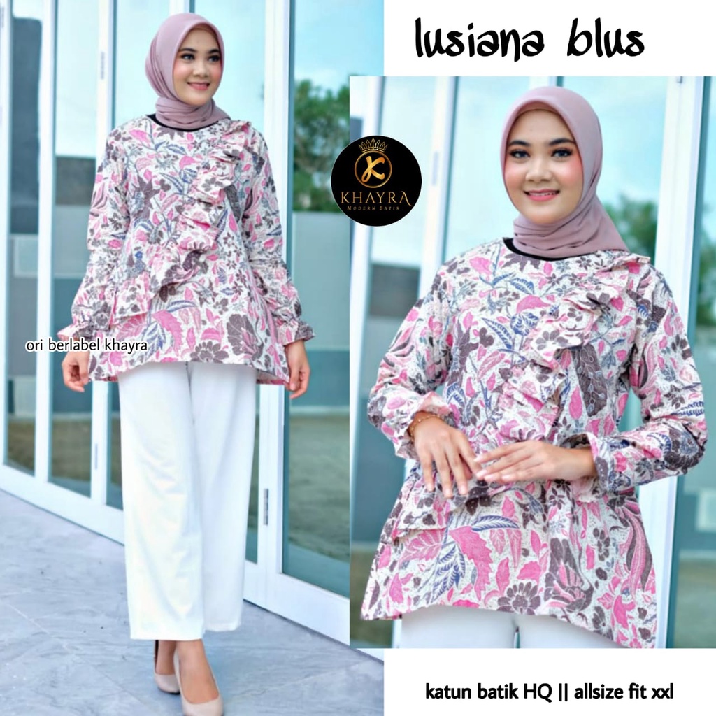 Lusiana blus batik solo atasan kerja