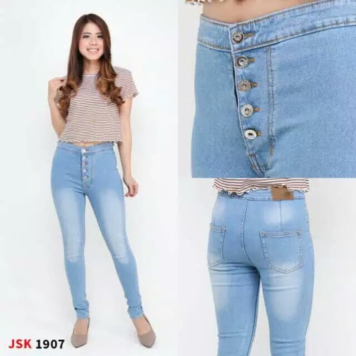 𝐊𝐈𝐑𝐀𝐍𝐈 Celana Highwaist Jeans Wanita Adjustable Non Stret Jeans Highwaist Korean Style