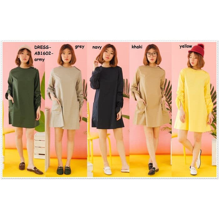 Mini Dress Baju Wanita Korea Import Bigsize Jumbo Tunik Lengan Panjang Murah