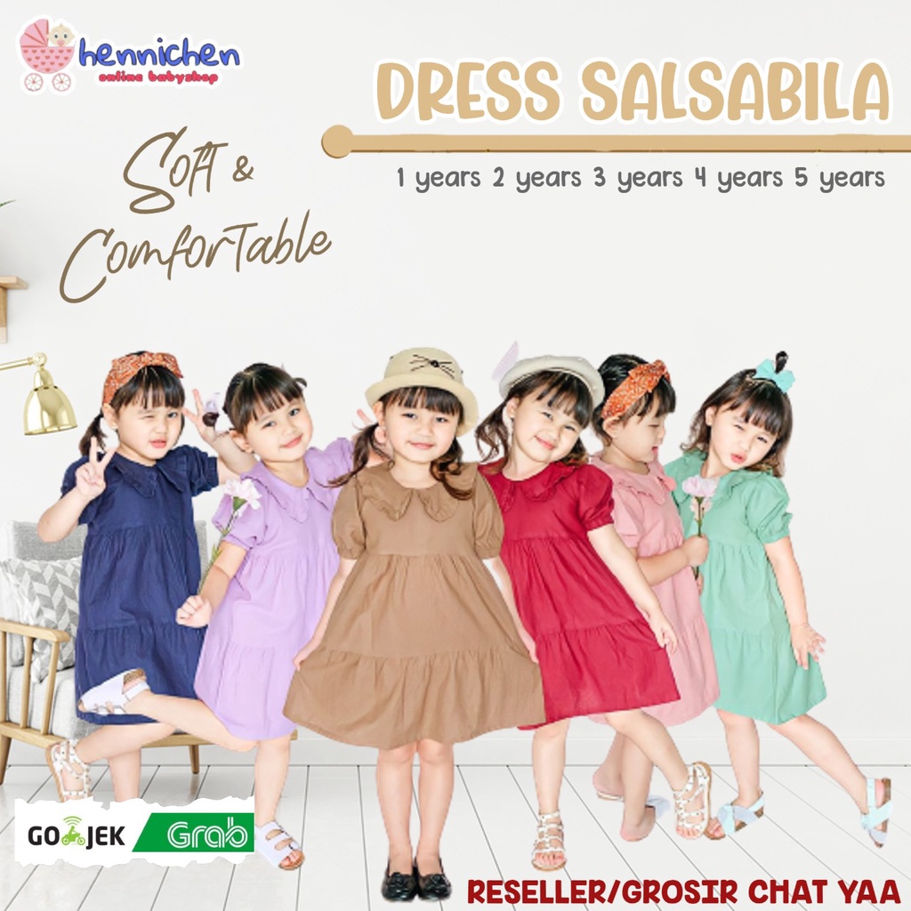 PROMO 7.7 Dress Anak SMILEE Linen Salsabila Size 1-5Thn / Dress anak perempuan Lucu