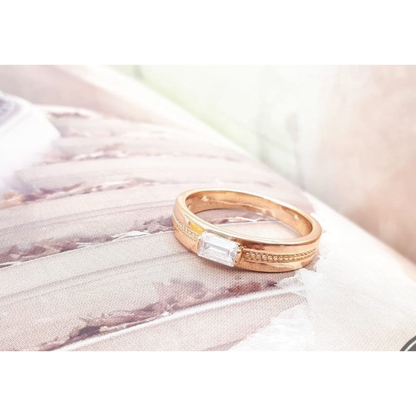 Cincin Emas Xuping Asli Mata Satu Kotak Elegan & Simpel Perhiasan Xuping Lapis Emas Asli (COD)