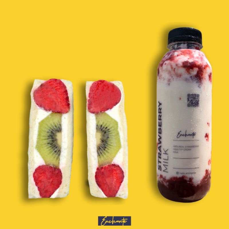 

Paket Fresh Fruit Sandwich & Milk | Strawberry x Kiwi