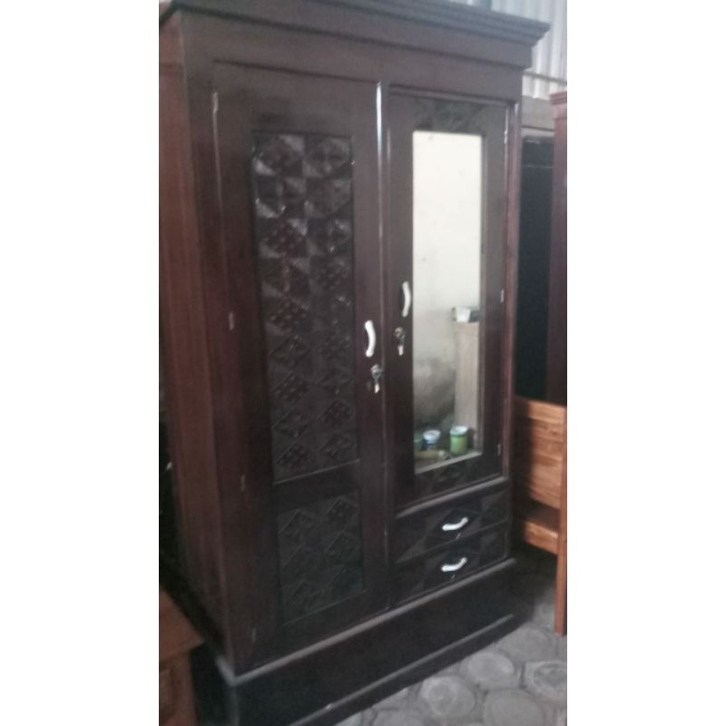 lemari 2 pintu kayu jati