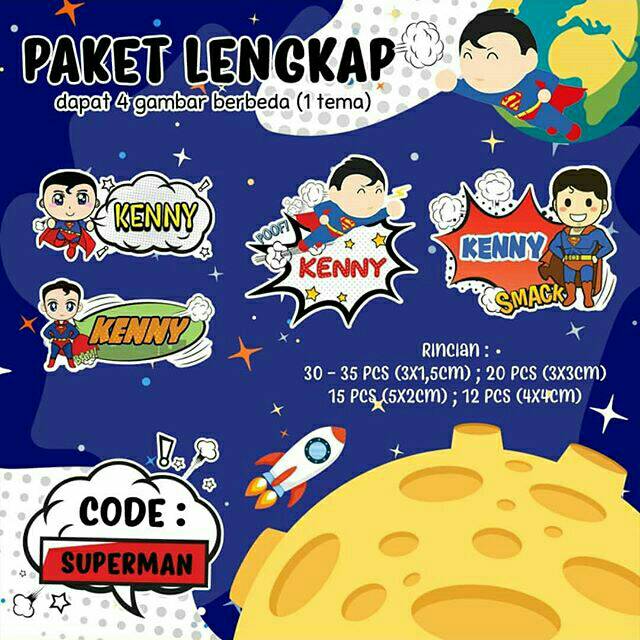 

70 PCS STICKER NAMA KARAKTER