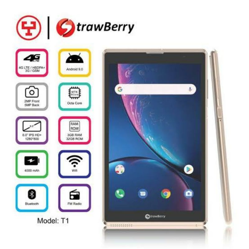Tablet Strawberry T1 8 Inch Ram 3-32 Gb