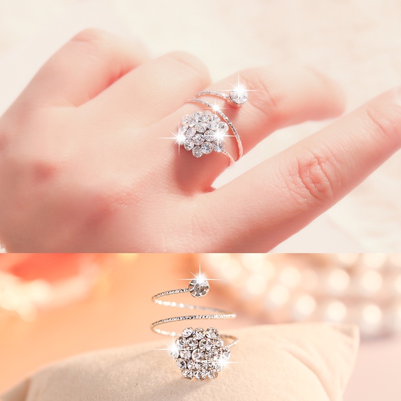 Cincin fashion bentuk bunga 925 flora notes adjustable model korea terbaru