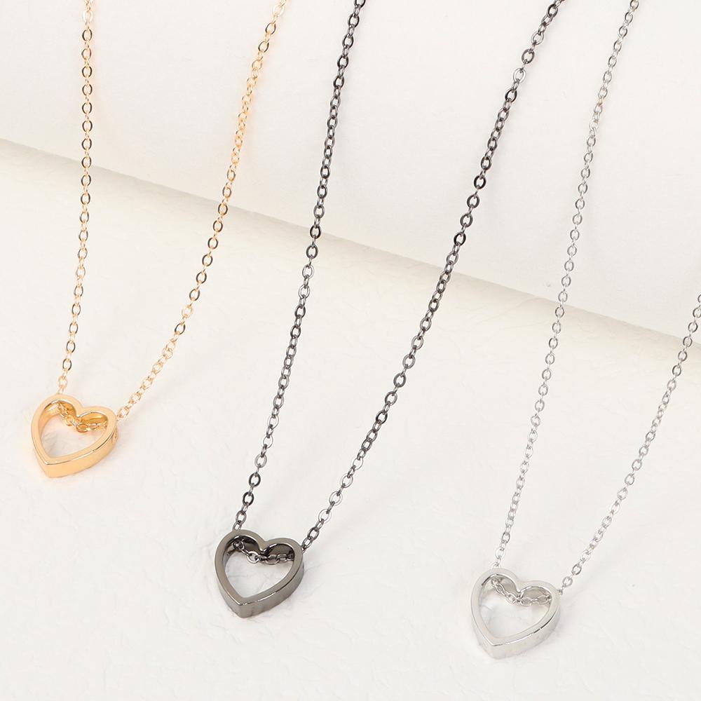 Lily Heart Pendant Aksesoris Wanita Choker Rantai Stainless Steel