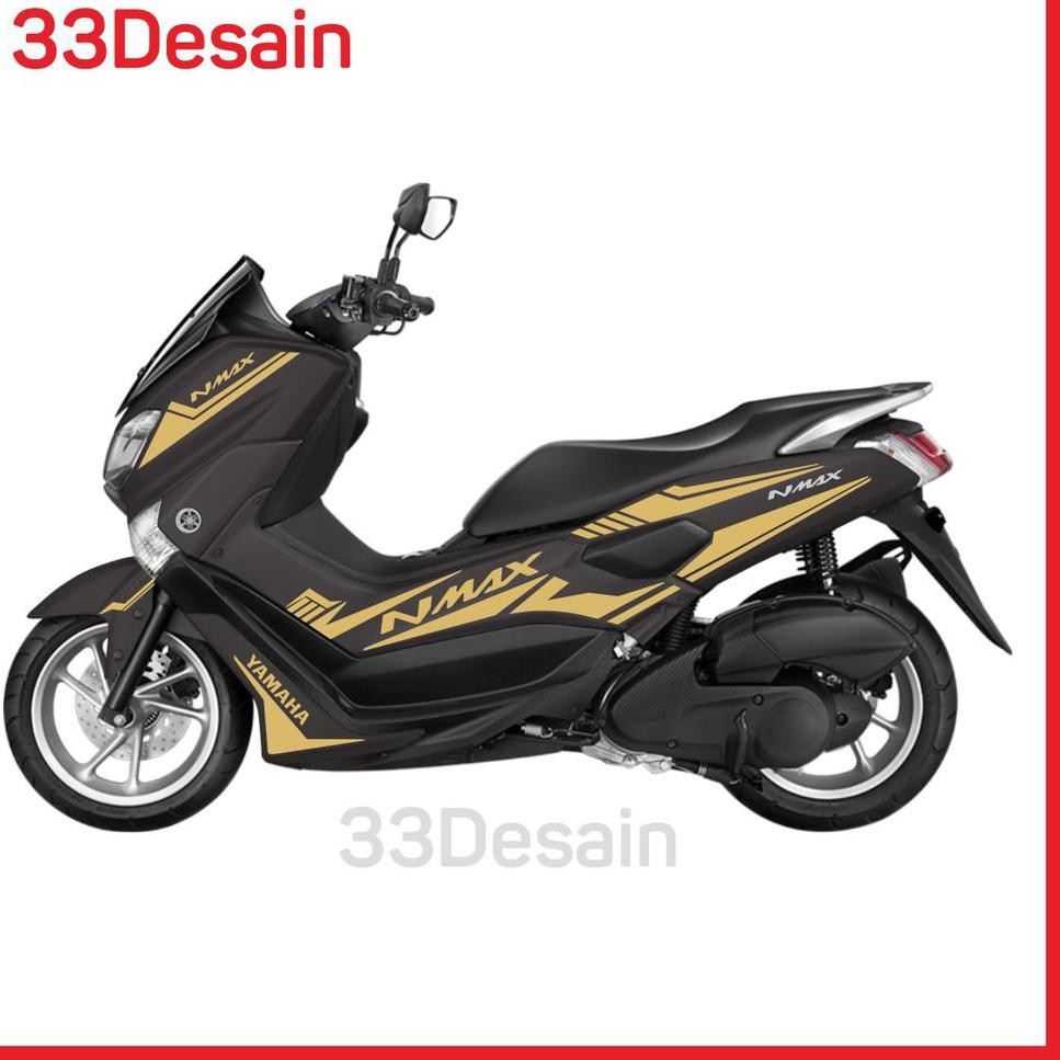 New Aksesoris Motor Cutting Stiker Yamaha Nmax Hitam Gold 4