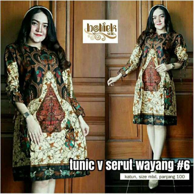 Batik Set Dress Tunic V SERUT WAYANG Dress Setelan Baju Pesta