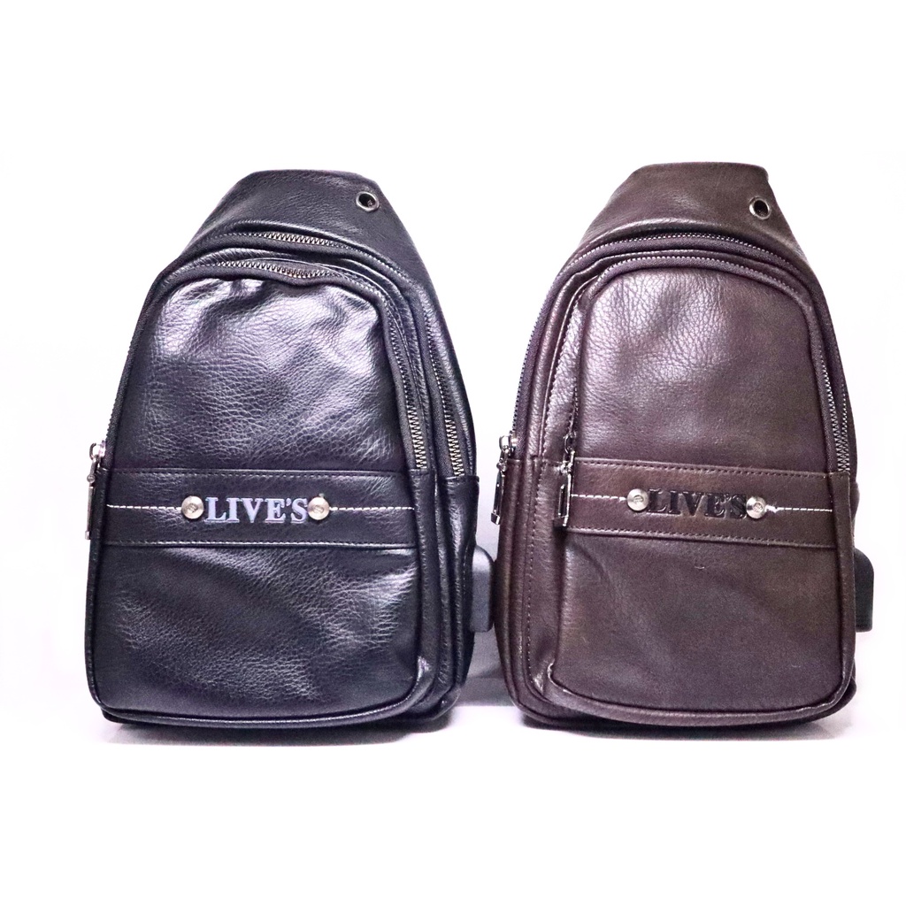 Tas Slempang Selempang Pria Laki Cowo Kulit Usb Charger Sling Travel Bag Impor Ori Asli PU 2-22