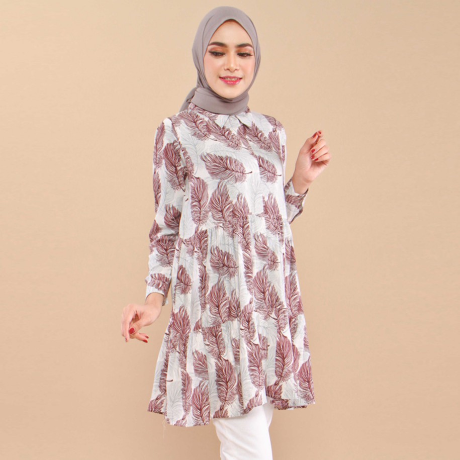 Benhill Kemeja  Tunik Rayon Viscose Wanita  Motif Coklat  