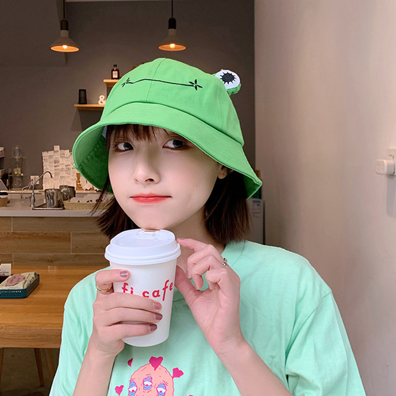 Topi Bucket Panama Wanita Desain Katak Untuk Musim Panas