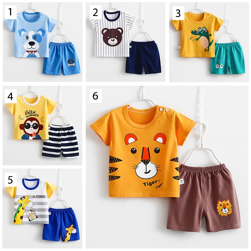 PREMIUM QUALITY Baju Bayi Kaos Anak Setelan Set Celana Lengan Pendek Laki Perempuan COD Tidur Import PART 2