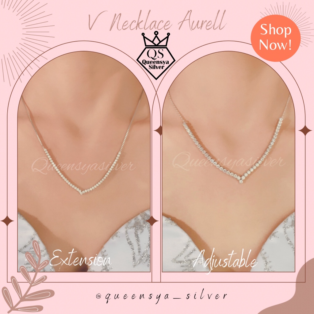 Set Perhiasan Perak AURELL Asli Silver 925 || Lapis Emas Putih || Set Cincin Kalung Gelang || Queensya Silver