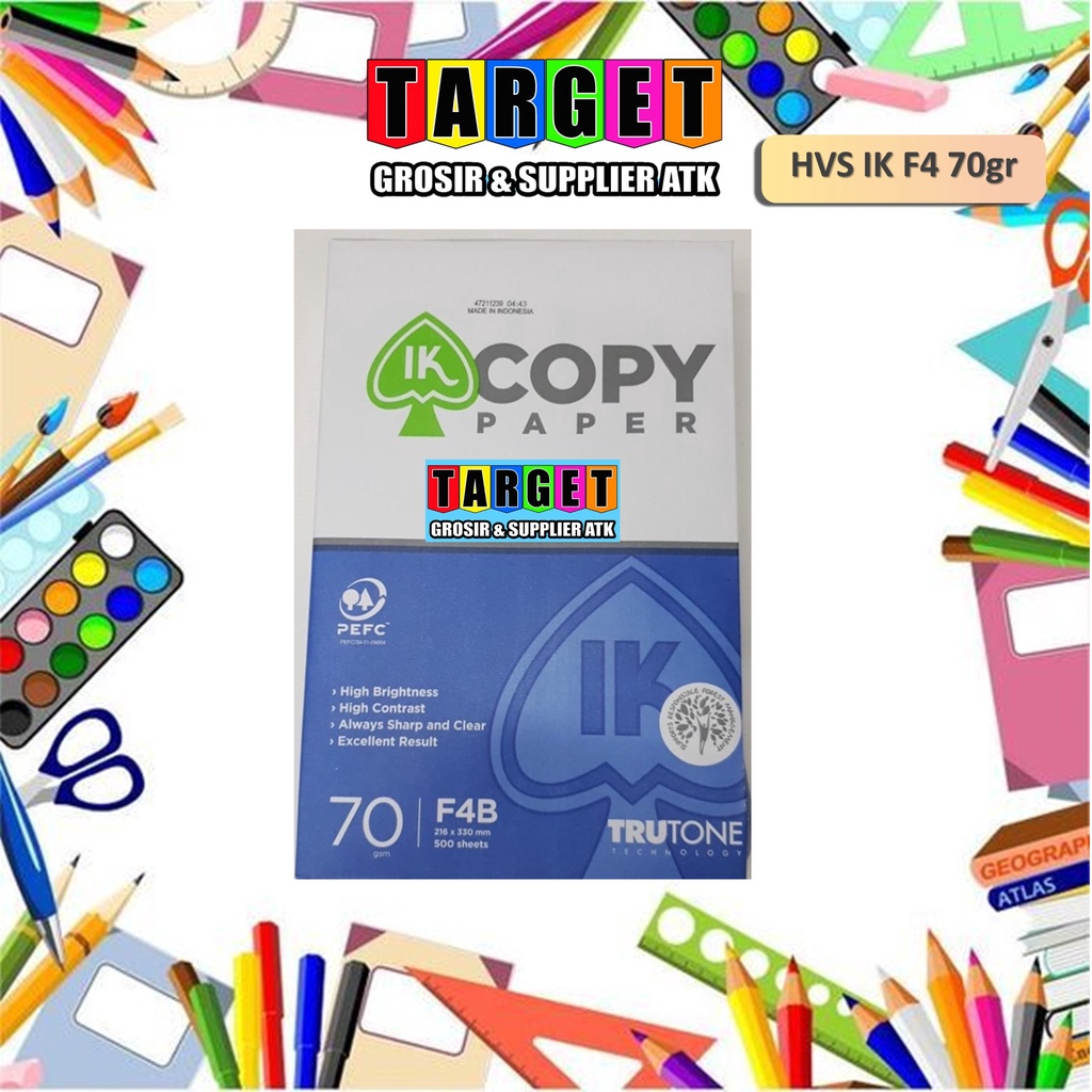 

Kertas Print Fotocopy HVS F4 Folio 70 gram gr - IK COPY PAPER / MIRAGE (Setara Paperone)