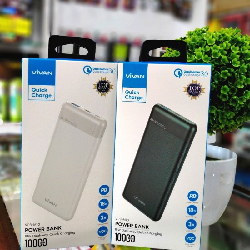 (VIVAN PBM10) Powerbank 10.000 mAh 18W PD Fast Charging 3A Dual-Way Type C/Micro Quick Charge