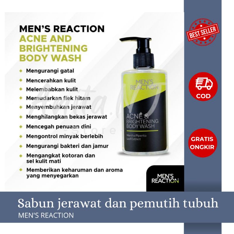 MENS REACTION BODY WASH ACNE SKIN SABUN MANDI PRIA