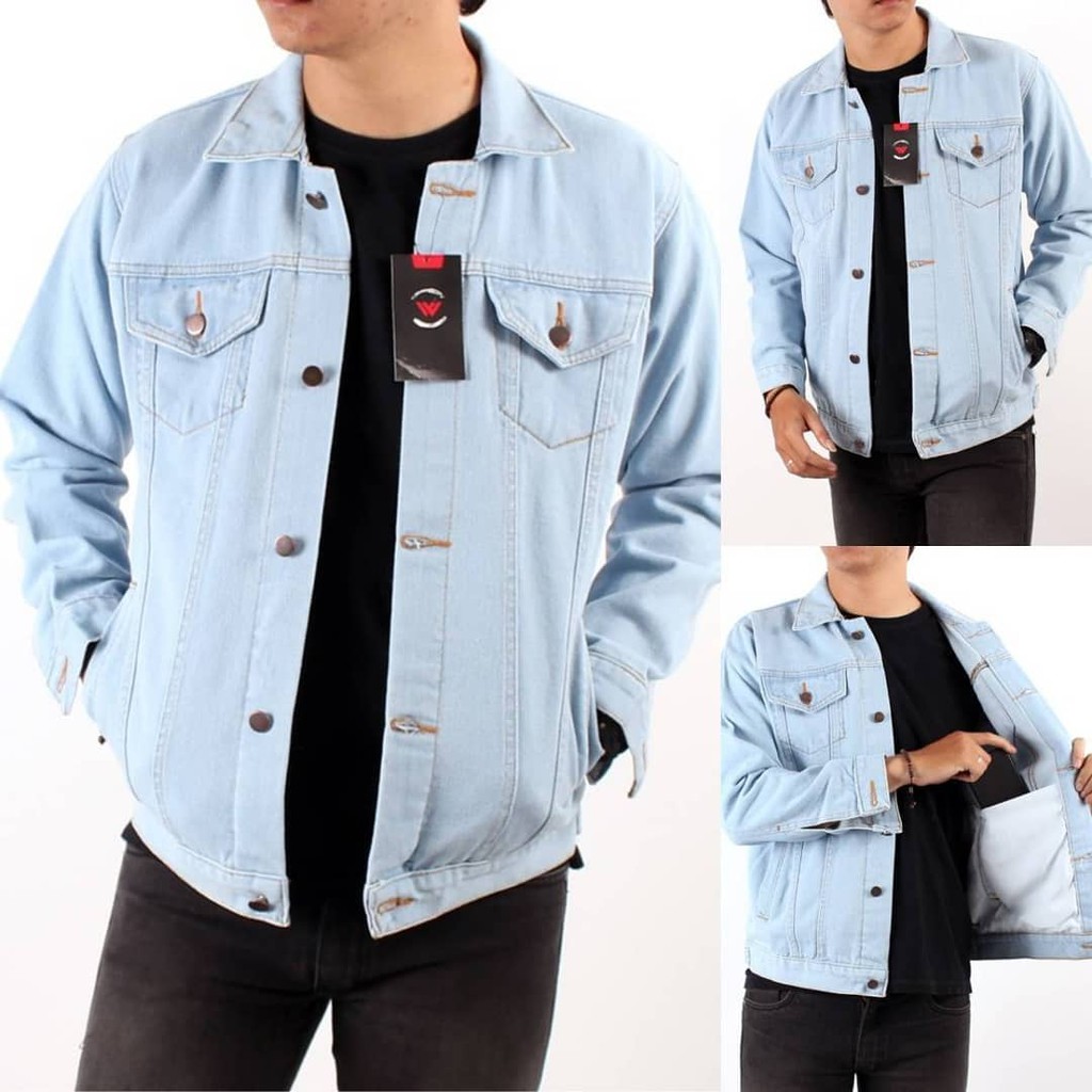 Jaket Jeans Pria distro Snow Basic l Jaket Denim Ripped cowok