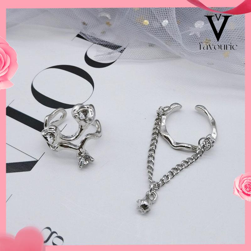 [COD]2pcs Cincin Model Gelombang Tidak Teratur Adjustable Untuk Wanita-FA