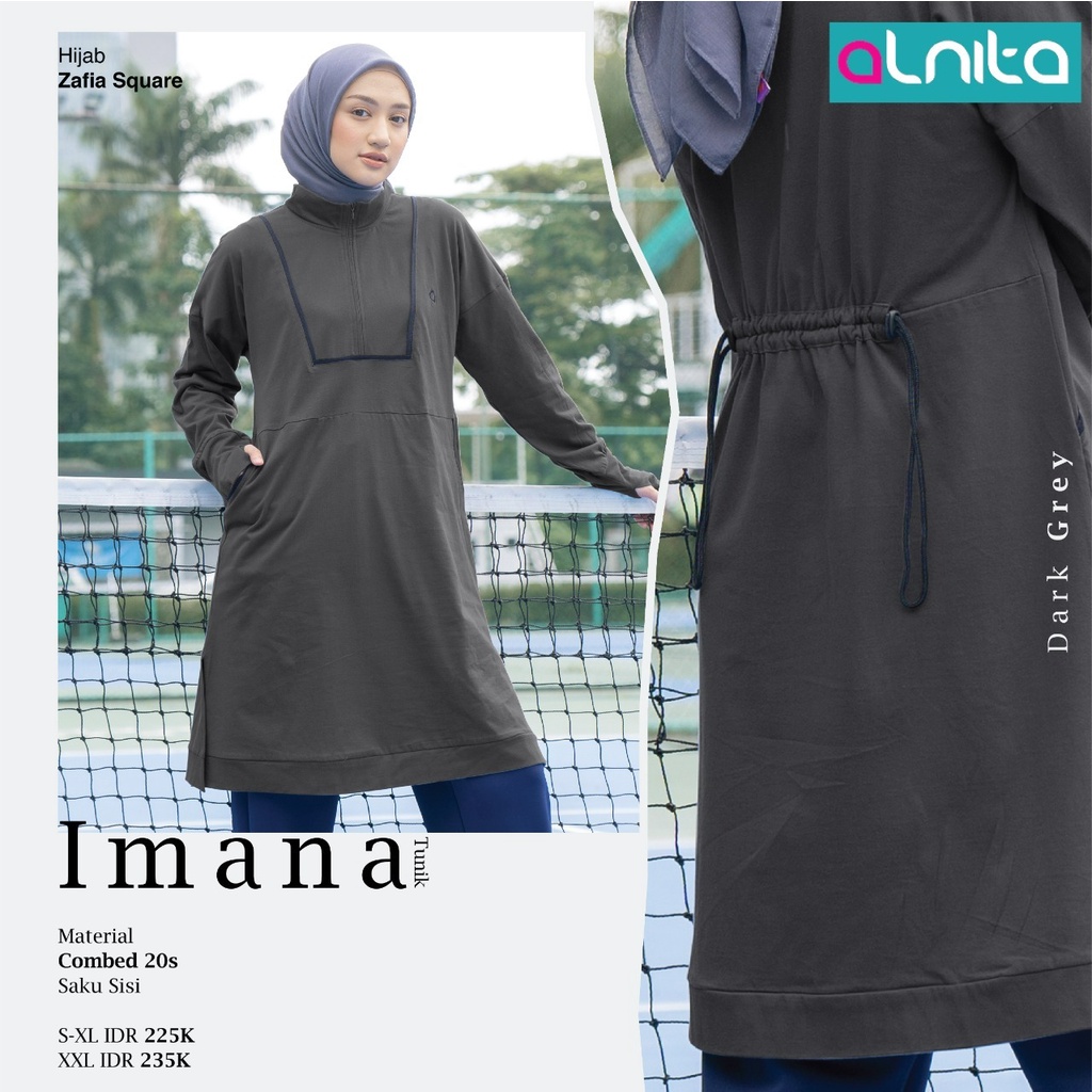 Atasan Olahraga Imana Bahan Combed 20's Atasan Wanita Olahraga Fashion Muslimah Modern Kekinian by Alnita bisa COD