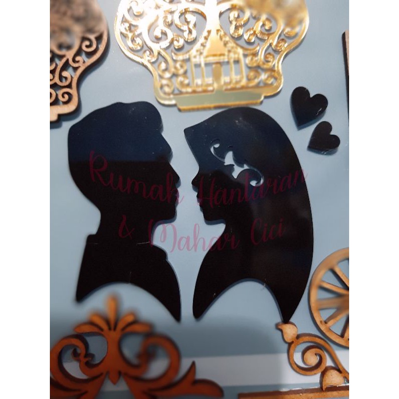 7cm siluet wajah akrilik hitam