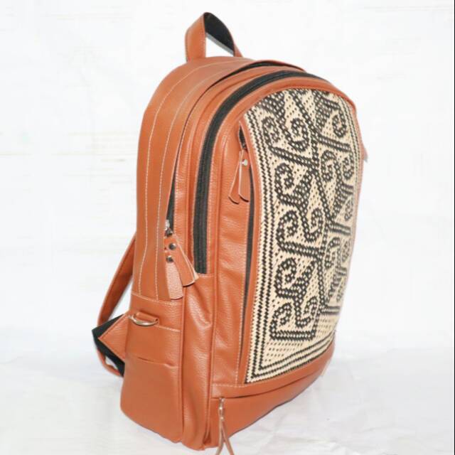 Tas Ransel tas Anyaman Rotan ransel rotan perpaduan dengan kulit sintetis