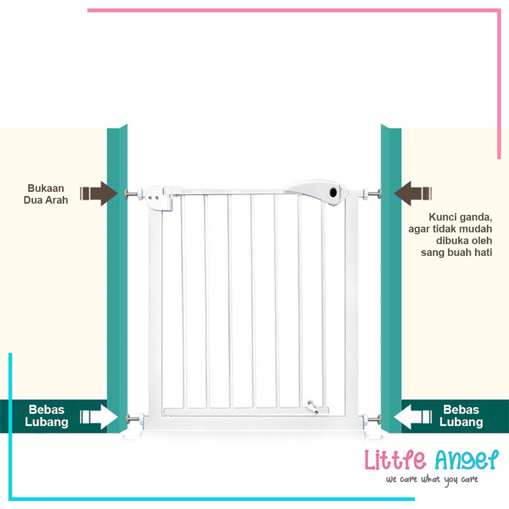 PAGAR PENGAMAN BAYI Pintu Pagar Penjaga Anak Balita Bermain untuk Tangga Pembatas Dapur Kamar Mandi Baby Safety Gate Portable