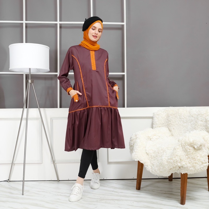 Icone Tunik Midi Bahan Katun Toyobo Kombinasi list