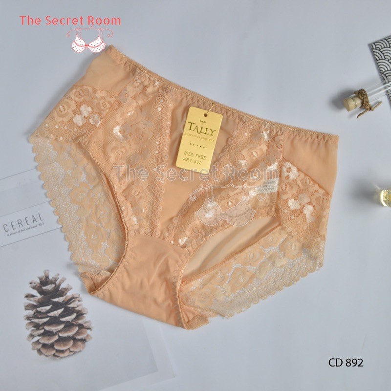 TALLY CD CELANA DALAM RENDA 892 I FREE SIZE I FIT XXL I BAHAN SATIN MIX RENDA(ANTI GATAL)