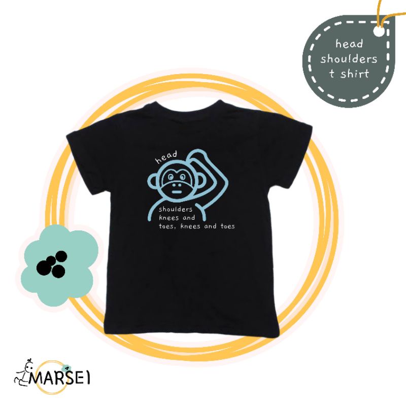 (Littlemarsei) Head Shoulders Monkey / Kaos Anak / Kaos Bayi / Kaos Anak Perempuan / Kaos Anak Laki 