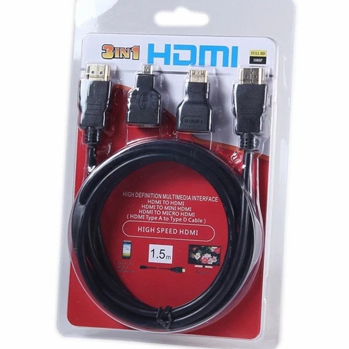 Kabel HDMI 3in1 HDMI to Mini Micro HDMI Converter 1.5M