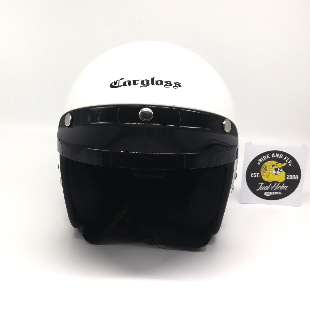 Helm Cargloss Retro CFM White Glossy | Putih Glossy | Super Whity White | Helm Classic | JUALHELM