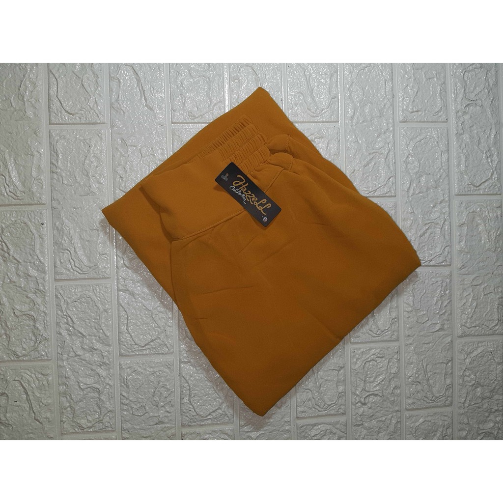 Celana Kulot Payung Ceruty (full furing ) Kulot Wanita Kulot Jumbo Kulot Panjang Hazell Collection-Kuning kunyit